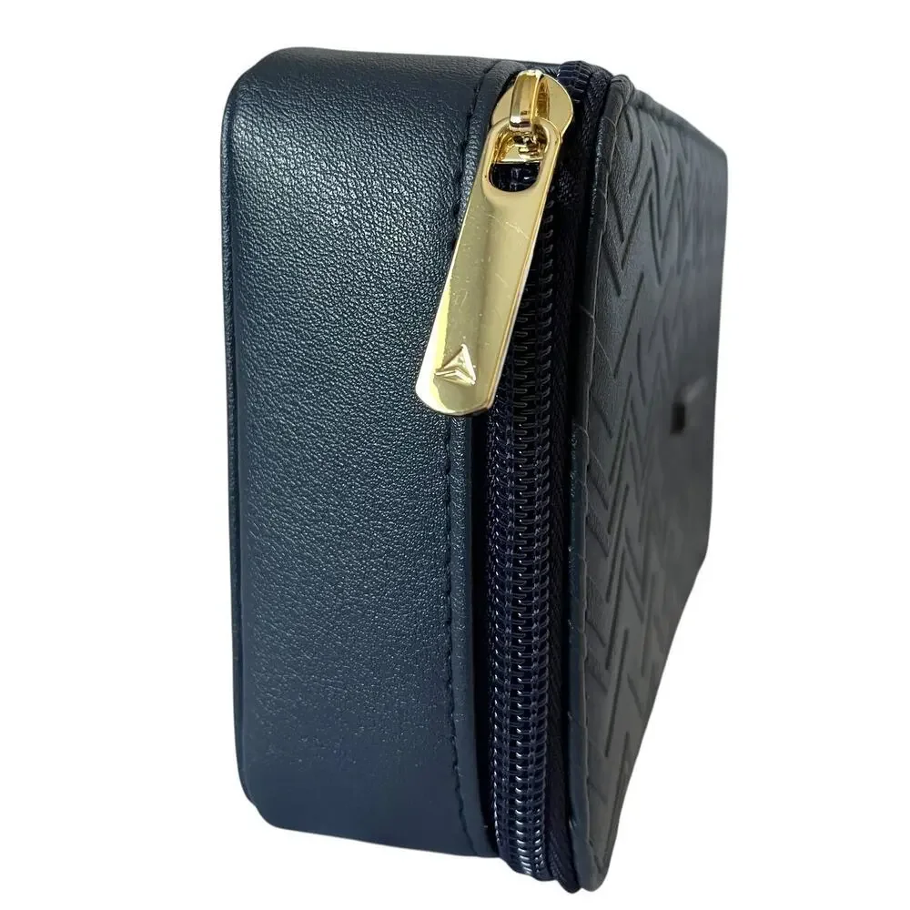 Missoni x Delta One Navy Blue Zigzag Faux Leather Zip Toiletry Cosmetic Case